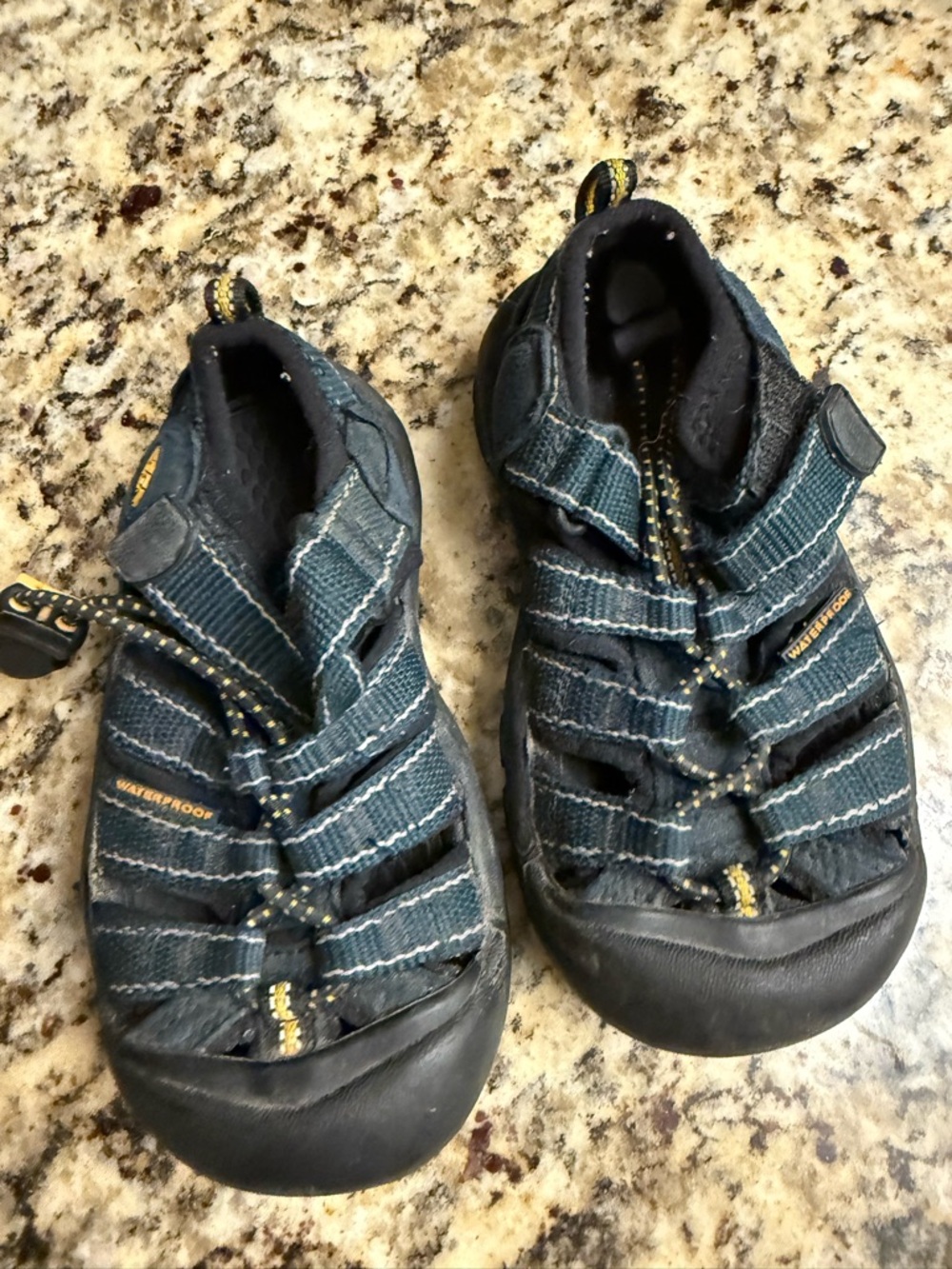 Keen Kids Dark Blue Closed-Toe Waterproof Sandals with Yellow Trim